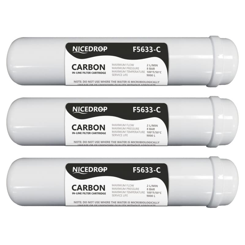 NICEDROP Filtro a Carbone in Linea 12" Pollici Carbon  3PZ