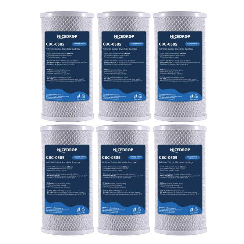 NICEDROP Carbon Block CTO 5 Pollici - 5 Micron 6PZ