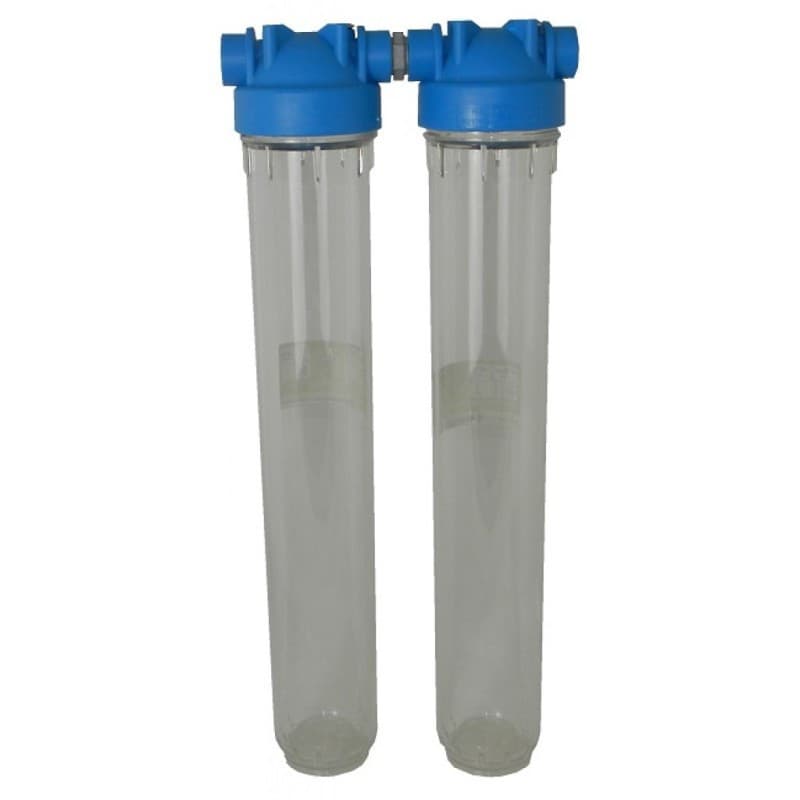 Batteria twin porta filtro 20"  trasparente-trasparente