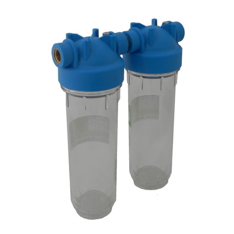 Batteria twin porta filtro 10"  trasparente-trasparente