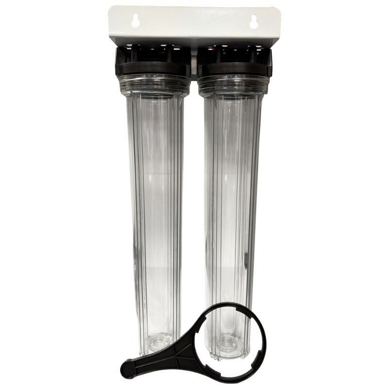 Batteria twin porta filtro 20" trasparente