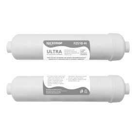 NICEDROP Filtro in Linea Ultrafiltrazione 10" Carbone e Membrana Cava 0,1 Micron 2PZ