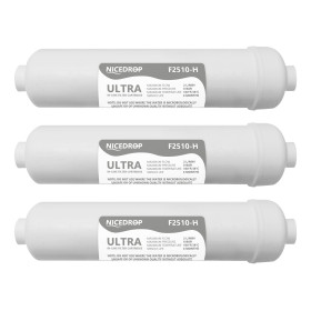 NICEDROP Filtro in Linea Ultrafiltrazione 10" Carbone e Membrana Cava 0,1 Micron-3PZ