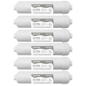 NICEDROP Filtro in Linea Ultrafiltrazione 10" Carbone e Membrana Cava 0,1 Micron-6PZ