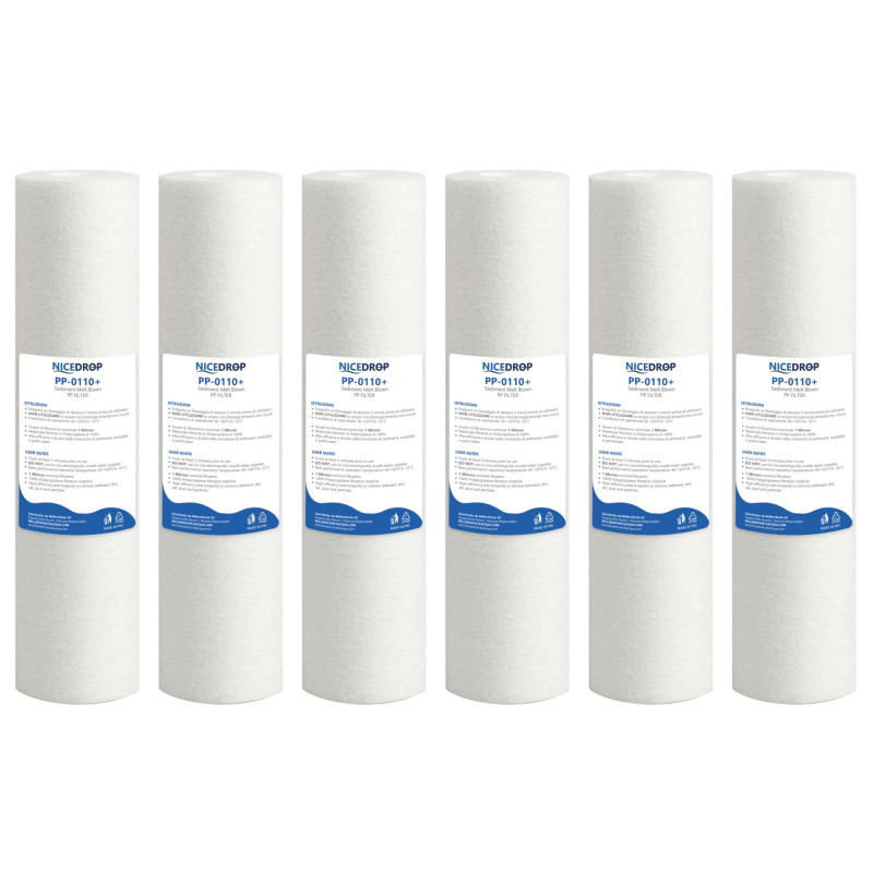 NICEDROP Filtro Sedimenti 10 Pollici 1 Micron Ultrafiltrazione 6PZ